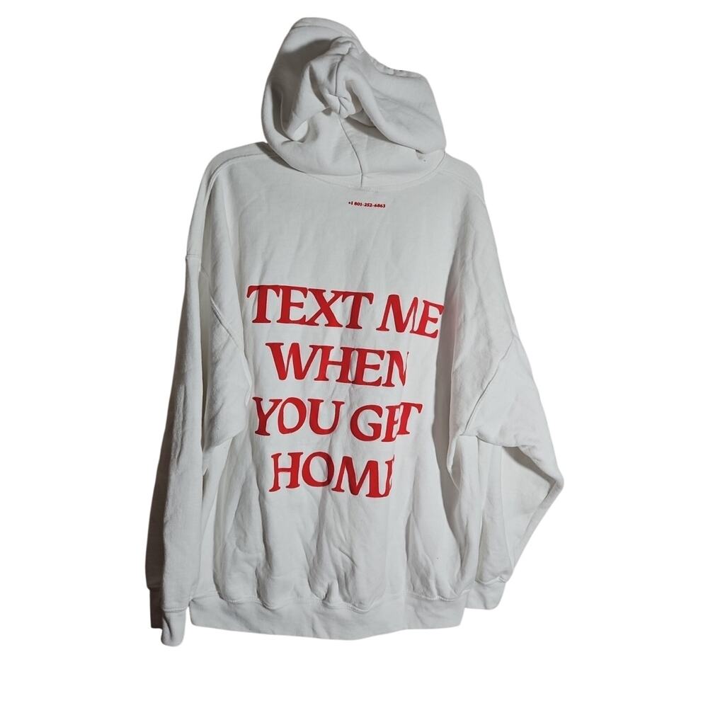 Lonely Ghost Hoodie Text Me When You Get Home Graphic Red White Sz 2XL